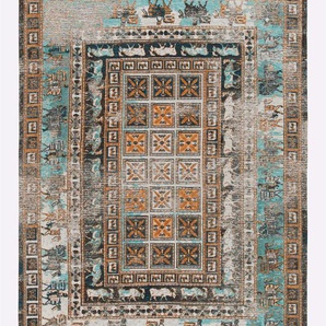 Teppich HEINE HOME Teppiche Gr. B/L: 160 cm x 230 cm, 7 mm, 1 St., bunt (türkis, bunt) Baumwollteppiche