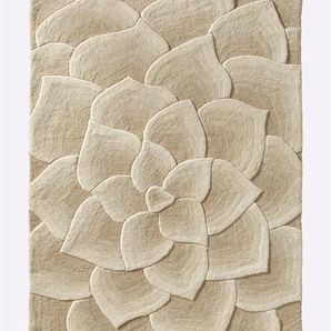 Teppich HEINE HOME Teppiche Gr. B/L: 60 cm x 80 cm, 18 mm, 1 St., beige (ecru) Schurwollteppiche