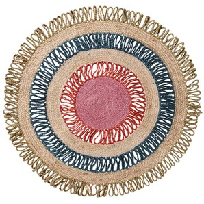 Teppich HEINE HOME Teppiche Gr. Ø 100 cm, 8 mm, 1 St., bunt (grün, bunt) Juteteppiche