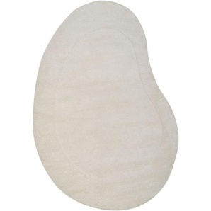 Teppich Hellbeige Viskose u. Wolle 160 x 230 cm Asymmetrisch Einfarbig Strukturiert Kurzhaar Modern Läufer Wohnzimmer Diele Flur Eingangsbereich