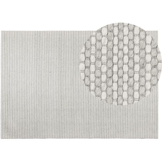 Teppich Hellgrau 140 x 200 cm Kurzflor Handgetuftet mit edler Ausstrahlung Rechteckig Klassisches Design