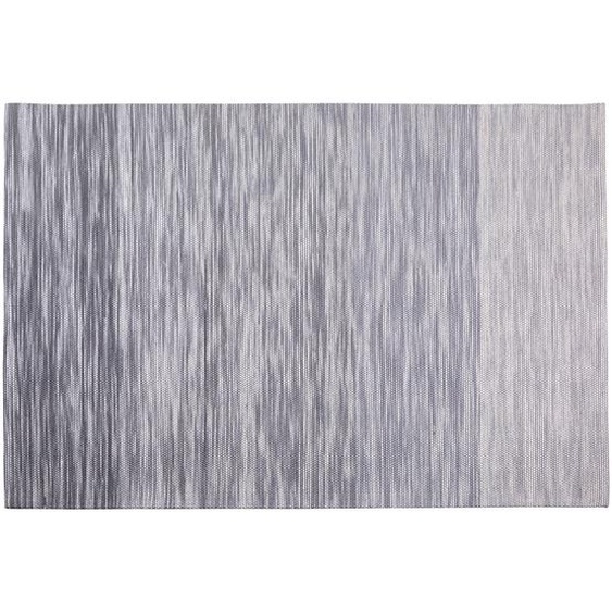 Teppich Hellgrau Wolle Polyester 200 x 300 cm Kurzflor Gestreift Handgewebt Rechteckig