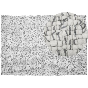 Teppich Hellgrau Wollfilz 160 x 230 cm Modernes Design Patchwork Handgewebt Rechteckig