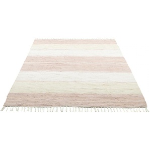 Teppich HOME AFFAIRE Alizee Teppiche Gr. B/L: 160 cm x 230 cm, 5 mm, 1 St., beige Baumwollteppiche Wendeteppich, reine Baumwolle, handgewebt, gestreift, waschbar, modern