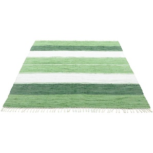 Teppich HOME AFFAIRE Alizee Teppiche Gr. B/L: 160 cm x 230 cm, 5 mm, 1 St., bunt (grün multi) Baumwollteppiche Wendeteppich, reine Baumwolle, handgewebt, gestreift, waschbar, modern