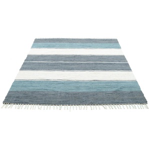 Teppich HOME AFFAIRE Alizee Teppiche Gr. B/L: 160 cm x 230 cm, 5 mm, 1 St., grau (anthrazit) Baumwollteppiche Wendeteppich, reine Baumwolle, handgewebt, gestreift, waschbar, modern