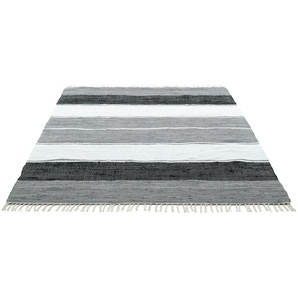 Teppich HOME AFFAIRE Alizee Teppiche Gr. B/L: 160 cm x 230 cm, 5 mm, 1 St., schwarz Baumwollteppiche Wendeteppich, reine Baumwolle, handgewebt, gestreift, waschbar, modern