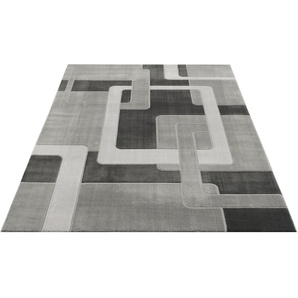 Teppich HOME AFFAIRE Anesa Teppiche Gr. B/L: 200 cm x 290 cm, 12 mm, 1 St., grau Esszimmerteppiche mit handgearbeitetem Konturenschnitt, flach, Kurzflor, elegant