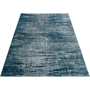 Teppich HOME AFFAIRE Ariano Teppiche Gr. B/L: 200 cm x 290 cm, 12 mm, 1 St., blau Esszimmerteppiche Vintage, dezenter Glanz, Hoch-Tief-Struktur, Schrumpf Carving-Effekt