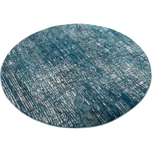 Teppich HOME AFFAIRE Ariano Teppiche Gr. Ø 190 cm, 12 mm, 1 St., blau (blue) Esszimmerteppiche
