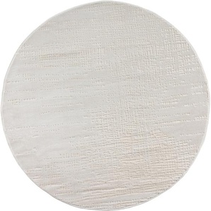 Teppich HOME AFFAIRE Ariano Teppiche Gr. Ø 190 cm, 12 mm, 1 St., beige (cream) Esszimmerteppiche Vintage, dezenter Glanz, Hoch-Tief-Struktur, Schrumpf-Carving-Effekt
