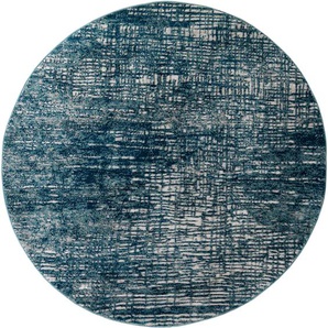Teppich HOME AFFAIRE Ariano Teppiche Gr. Ø 190 cm, 12 mm, 1 St., blau (blue) Esszimmerteppiche Vintage, dezenter Glanz, Hoch-Tief-Struktur, Schrumpf-Carving-Effekt