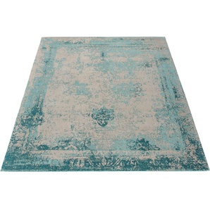 Teppich HOME AFFAIRE Bosco Teppiche Gr. B/L: 200 cm x 290 cm, 10 mm, 1 St., blau (türkis) Baumwollteppiche Vintage Design, Wohnzimmer