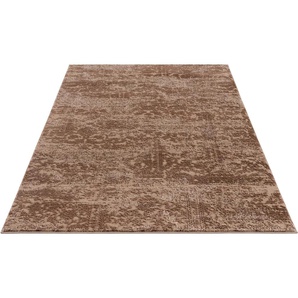 Teppich HOME AFFAIRE Dilani Teppiche Gr. B/L: 240 cm x 320 cm, 12 mm, 1 St., braun Esszimmerteppiche Vintage, dezenter Glanz, Hoch-Tief-Struktur, Schrumpf Carving-Effekt