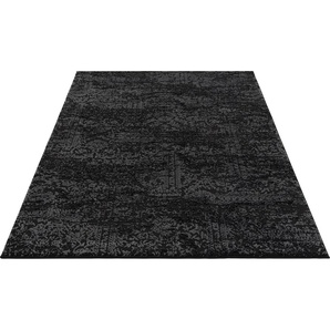 Teppich HOME AFFAIRE Dilani Teppiche Gr. B/L: 240 cm x 320 cm, 12 mm, 1 St., schwarz Esszimmerteppiche Vintage, dezenter Glanz, Hoch-Tief-Struktur, Schrumpf Carving-Effekt