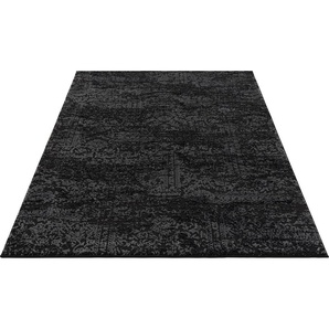 Teppich HOME AFFAIRE Dilani Teppiche Gr. B/L: 280 cm x 390 cm, 12 mm, 1 St., schwarz Esszimmerteppiche Vintage, dezenter Glanz, Hoch-Tief-Struktur, Schrumpf Carving-Effekt