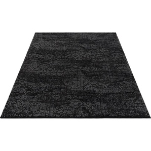Teppich HOME AFFAIRE Dilani Teppiche Gr. B/L: 280 cm x 390 cm, 12 mm, 1 St., schwarz Esszimmerteppiche Vintage, dezenter Glanz, Hoch-Tief-Struktur, Schrumpf Carving-Effekt