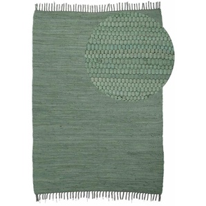 Teppich HOME AFFAIRE Handweb Uni, Wendeteppich Teppiche Gr. B/L: 160 cm x 230 cm, 5 mm, 1 St., grün (olive) Baumwollteppiche