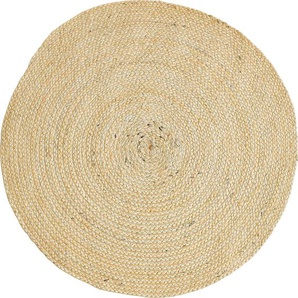 Teppich HOME AFFAIRE Ibiza Teppiche Gr. Ø 120 cm, 7 mm, 1 St., beige (creme) Juteteppiche Jute-Teppich, Wendeteppich, handgewebt, Naturfaser, Boho-Stil