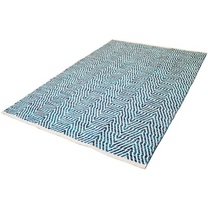 Teppich HOME AFFAIRE Jaron Teppiche Gr. B/L: 160 cm x 230 cm, 7 mm, 1 St., blau Baumwollteppiche Wohnzimmer