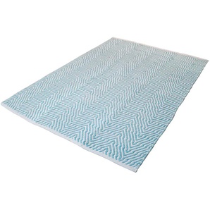 Teppich HOME AFFAIRE Jaron Teppiche Gr. B/L: 160 cm x 230 cm, 7 mm, 1 St., blau (türkis) Baumwollteppiche Wohnzimmer