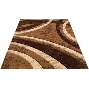 Teppich HOME AFFAIRE Jelva Teppiche Gr. B/L: 200 cm x 290 cm, 11 mm, 1 St., braun Esszimmerteppiche Kurzflor, mit handgearbeitetem Konturenschnitt im 3D-Design