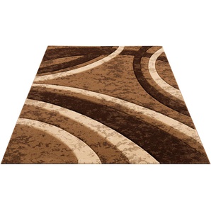 Teppich HOME AFFAIRE Jelva Teppiche Gr. B/L: 280 cm x 390 cm, 11 mm, 1 St., braun Esszimmerteppiche Kurzflor, mit handgearbeitetem Konturenschnitt im 3D-Design