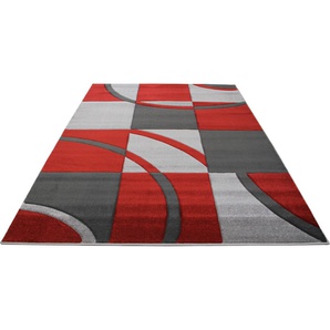 Teppich HOME AFFAIRE Josias Teppiche Gr. B/L: 280 cm x 380 cm, 16 mm, 1 St., rot Esszimmerteppiche mit handgearbeitetem Konturenschnitt, flach, Kurzflor, elegant