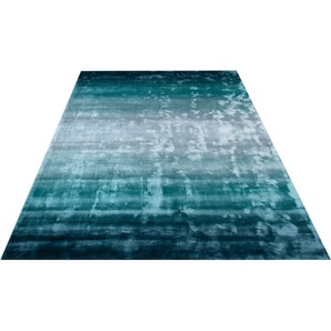 Teppich HOME AFFAIRE Katalin, handgewebt, Teppiche aus 100% Viskose, farblich changierend Gr. B/L: 200 cm x 290 cm, 12 mm, 1 St., blau (türkis) Esszimmerteppiche