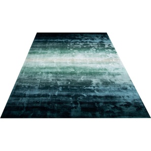 Teppich HOME AFFAIRE Katalin, handgewebt, Teppiche aus 100% Viskose, farblich changierend Gr. B/L: 240 cm x 320 cm, 12 mm, 1 St., blau (ocean) Esszimmerteppiche