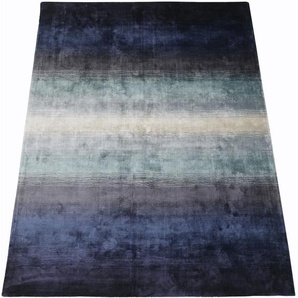 Teppich HOME AFFAIRE Katalin Teppiche Gr. B/L: 200 cm x 290 cm, 10 mm, 1 St., blau (nachtblau) Esszimmerteppiche Kurzflorteppich in Seiden-Optik, Teppiche aus 100% Viskose, mehrfarbig