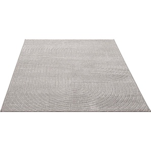 Teppich HOME AFFAIRE Lorent Teppiche Gr. B/L: 240 cm x 340 cm, 5 mm, 1 St., grau Esszimmerteppiche Kurzflor, Uni Farben, Hoch-Tief-Effekt, Scandi-Look, Outdoor geeignet