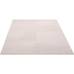 Teppich HOME AFFAIRE Lorent Teppiche Gr. B/L: 240 cm x 340 cm, 5 mm, 1 St., weiß (offwhite) Esszimmerteppiche Kurzflor, Uni Farben, Hoch-Tief-Effekt, Scandi-Look, Outdoor geeignet