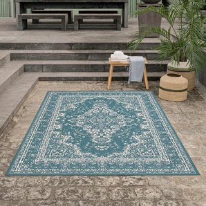 Teppich HOME AFFAIRE Oriental Outdoor Teppiche Gr. B/L: 240 cm x 330 cm, 5 mm, 1 St., blau (hellblau) Orientalische Muster