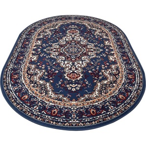 Teppich HOME AFFAIRE Oriental Teppiche Gr. B/L: 160 cm x 230 cm, 7 mm, 1 St., blau (hellblau) Orientalische Muster Orient-Optik, mit Bordüre, Kurzflor, pflegeleicht, elegant