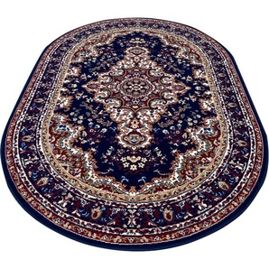 Teppich HOME AFFAIRE Oriental Teppiche Gr. B/L: 160 cm x 230 cm, 7 mm, 1 St., blau Orientalische Muster Orient-Optik, mit Bordüre, Kurzflor, pflegeleicht, elegant