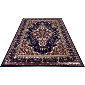 Teppich HOME AFFAIRE Oriental Teppiche Gr. B/L: 190 cm x 280 cm, 7 mm, 1 St., blau (dunkelblau) Orientalische Muster Orient-Optik, mit Bordüre, Teppich, Kurzflor, Weich, Pflegeleicht