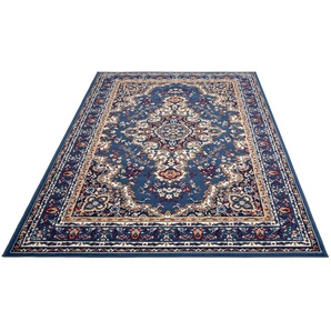 Teppich HOME AFFAIRE Oriental Teppiche Gr. B/L: 190 cm x 280 cm, 7 mm, 1 St., blau (hellblau) Orientalische Muster Orient-Optik, mit Bordüre, Teppich, Kurzflor, Weich, Pflegeleicht