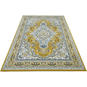 Teppich HOME AFFAIRE Oriental Teppiche Gr. B/L: 190 cm x 280 cm, 7 mm, 1 St., gelb Orientalische Muster Orient-Optik, mit Bordüre, Teppich, Kurzflor, Weich, Pflegeleicht