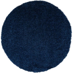 Teppich HOME AFFAIRE Shaggy 30 Teppiche Gr. Ø 190 cm, 30 mm, 1 St., blau Esszimmerteppiche Teppich in Uni-Farben, besonders weich und kuschelig