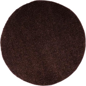 Teppich HOME AFFAIRE Shaggy 30 Teppiche Gr. Ø 190 cm, 30 mm, 1 St., braun (dunkelbraun) Esszimmerteppiche Teppich in Uni-Farben, besonders weich und kuschelig