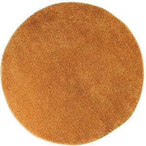 Teppich HOME AFFAIRE Shaggy 30 Teppiche Gr. Ø 190 cm, 30 mm, 1 St., gelb (ockergelb) Esszimmerteppiche Teppich in Uni-Farben, besonders weich und kuschelig