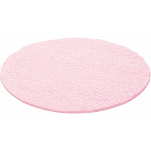 Teppich HOME AFFAIRE Shaggy 30 Teppiche Gr. Ø 190 cm, 30 mm, 1 St., rosa (hellrosa) Esszimmerteppiche Teppich in Uni-Farben, besonders weich und kuschelig