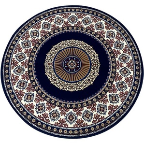 Teppich HOME AFFAIRE Shari Teppiche Gr. Ø 190 cm, 7 mm, 1 St., blau (dunkelblau) Orientalische Muster
