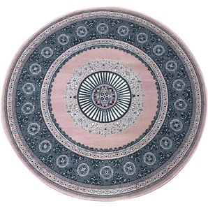 Teppich HOME AFFAIRE Shari Teppiche Gr. Ø 190 cm, 7 mm, 1 St., rosa Orientalische Muster Orient-Dekor, mit Bordüre, Kurzflor, weich, pflegeleicht, elegant