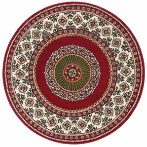 Teppich HOME AFFAIRE Shari Teppiche Gr. Ø 190 cm, 7 mm, 1 St., rot Esszimmerteppiche Orient-Dekor, mit Bordüre, Kurzflor, weich, pflegeleicht, elegant