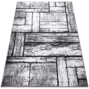 Teppich HOME AFFAIRE Sierning Teppiche Gr. B/L: 280 cm x 380 cm, 8 mm, 1 St., grau Esszimmerteppiche softer Flor, Kurzflor, modernes Design, in Holz-Optik