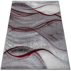 Teppich HOME AFFAIRE Tritom Teppiche Gr. B/L: 280 cm x 380 cm, 9 mm, 1 St., rot Esszimmerteppiche mit besonders weichem Flor, Kurzflor, modernes Wellen Muster
