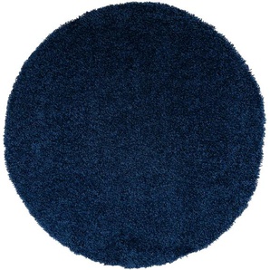 Teppich HOME AFFAIRE Viva rund Teppiche Gr. Ø 190 cm, 45 mm, 1 St., blau Esszimmerteppiche Uni-Farben, einfarbig, besonders weich und kuschelig