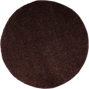 Teppich HOME AFFAIRE Viva rund Teppiche Gr. Ø 190 cm, 45 mm, 1 St., braun (dunkelbraun) Esszimmerteppiche Uni-Farben, einfarbig, besonders weich und kuschelig